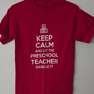 'Keep Calm' Preschool Teacher Tee - Size S